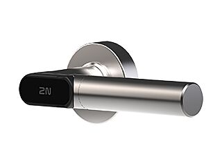 2N Fortis electronic door handle for doors with DR 1 + 4 (RIGHT), DESFire and BLE, single-sided RFID, L-shaped door handle, incl. battery, indoor use. The mechanical door handle for the other side and the spindle must be ordered separately.